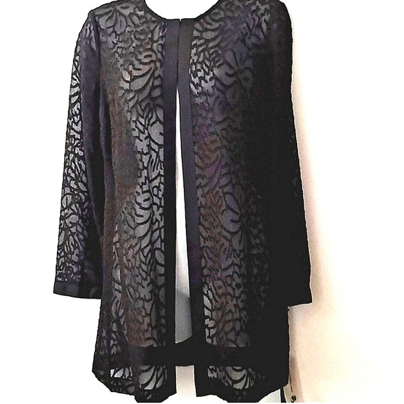 Karl Lagerfeld Paris Sheer Floral Lace Open Front Jacket Blouse XS NWT - Picture 1 of 16
